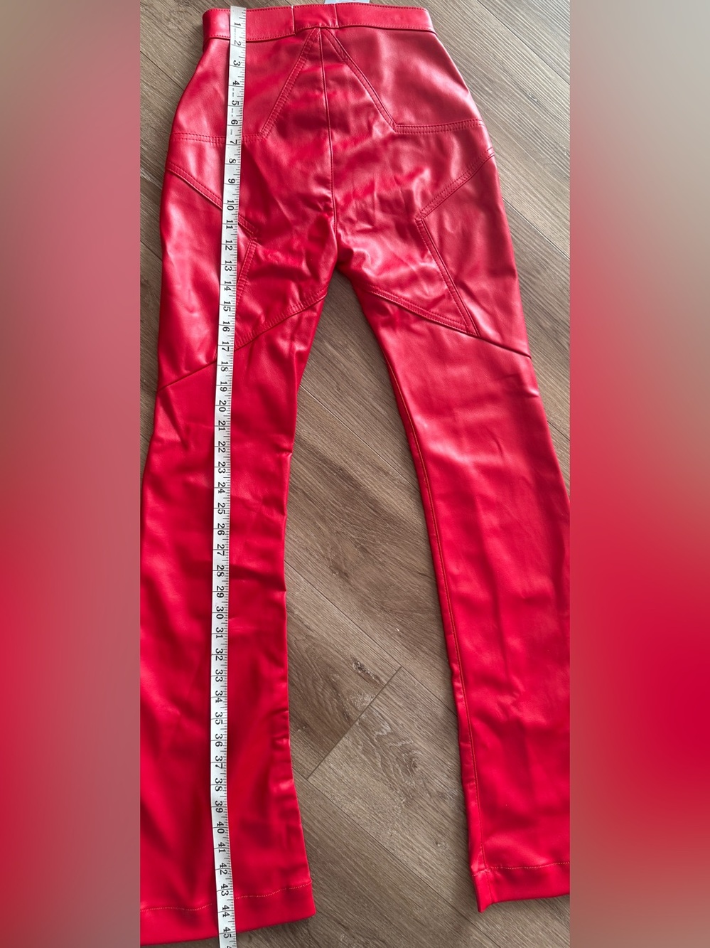 NEW Revice Denim Red Vegan Leather Starman Flares - Size 26 /US 2 - Picture 7 of 8